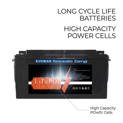 KM pin 1920Wh 12V 150Ah pin lithium chu kỳ sâu với 8000 chu kỳ để lưu trữ năng lượng và RV / xe nâng / xe gôn / Yacht Power