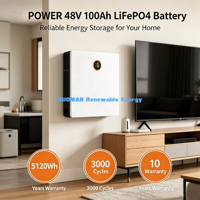 Ultra-mỏng 14cm tường gắn LiFePO4 pin 5.12kWh lớp A CATL EVE pin 10 năm bảo hành