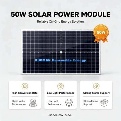 Tấm pin năng lượng mặt trời đơn tinh thể 50W bền bỉ chống gió tuyết Khung hợp kim nhôm