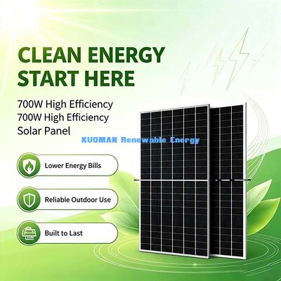 Bảng điều khiển năng lượng mặt trời hai mặt đơn tinh thể 700W Off-Grid, Bộ nguồn cho ngày bình minh và nhiều mây