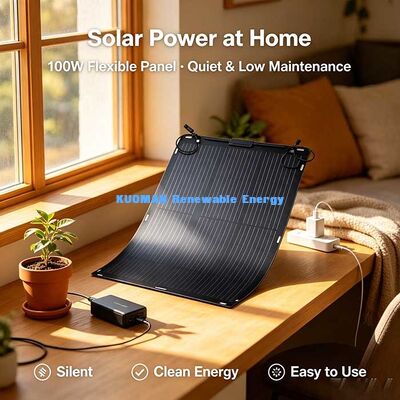 Tấm pin năng lượng mặt trời linh hoạt 100W, Tấm pin năng lượng mặt trời sợi carbon uốn cong 19.4V cho RV, Thuyền, Du thuyền, Nguồn điện ngoài lưới