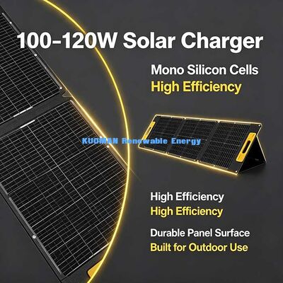 Tấm sạc năng lượng mặt trời đơn tinh thể 105W có thể gập lại, Tấm pin năng lượng mặt trời chống nước di động cho các chuyến cắm trại ngoài trời