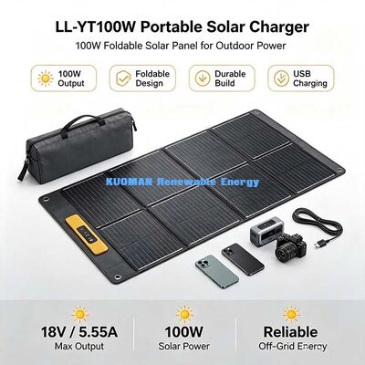 Bộ sạc năng lượng mặt trời gấp chống nước 105W, Tấm pin mặt trời di động ngoài lưới cho các chuyến cắm trại dài ngày
