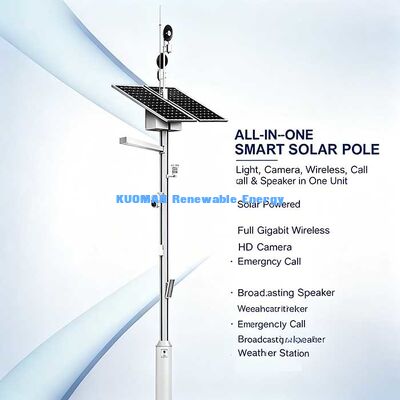 Multi-Sensor Solar Smart Pole, giám sát thời tiết, loa phát sóng & Camera giám sát HD