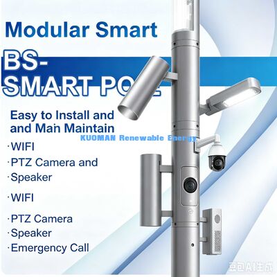 Modular Smart Pole BS‐15 ∙ All‐in‐One IoT Smart City Street Light Với Camera, Wi-Fi và cuộc gọi khẩn cấp