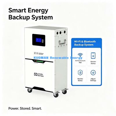 Pin lưu trữ LiFePO4 51.2V 100Ah ngoài lưới có giám sát WiFi Bluetooth, hiệu suất khứ hồi >98%
