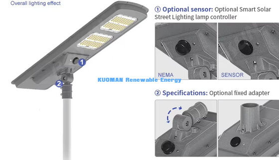 Đèn đường LED năng lượng mặt trời tất cả trong một 220lm/W Chống nước IP65 với dự phòng 2-3 ngày mưa cho chiếu sáng đường phố và sân vườn