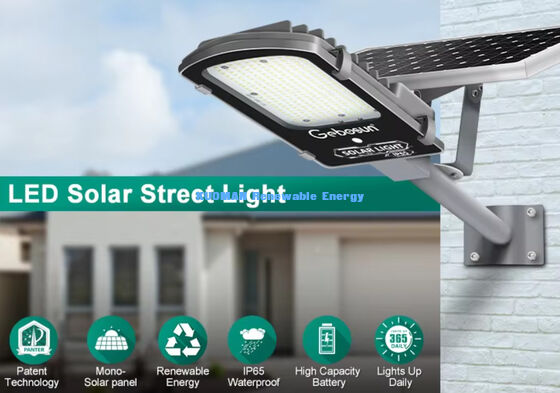 IP65 chống nước 300W-500W Phân ánh sáng đường phố mặt trời với pin LiFePO4 và tấm pin mặt trời