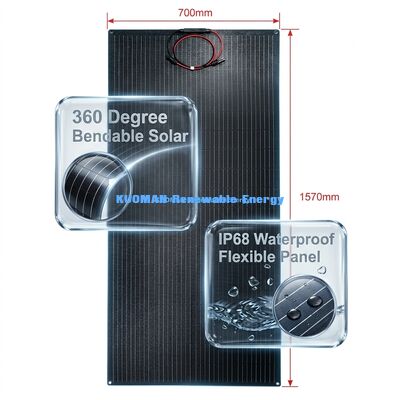200W IP68 Không thấm nước 360 ° Panel mặt trời linh hoạt có thể uốn cong cho năng lượng tái tạo
