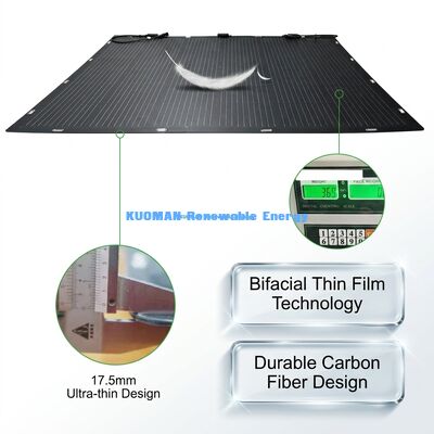 IP67 chống nước 200W Điện năng lượng 360 ° Bendable Flexible Bifacial Solar Panel cho RV Home và Travel