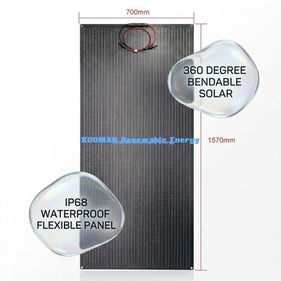 Panel mặt trời linh hoạt 200W Monocrystalline Silicon với thiết kế sợi cacbon chống nước IP67