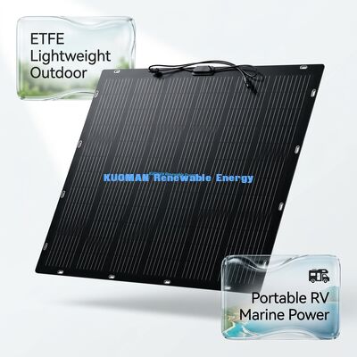 Tấm pin năng lượng mặt trời linh hoạt, chống nước IP68, 100W, uốn cong 360° cho mái nhà và thuyền, có chứng nhận FCC