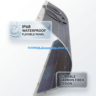 IP67 chống nước 200W Điện năng lượng 360 ° Bendable Flexible Bifacial Solar Panel cho RV Home và Travel