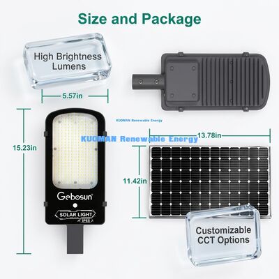 Đèn đường năng lượng mặt trời 300W chống nước IP65 có chế độ cảm biến chuyển động và tấm pin mặt trời cho đường phố đô thị