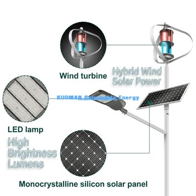100W-200W đèn đường hybrid gió-ngày với IP65 chống nước và 12h*365days Thời gian làm việc cho đường off-grid
