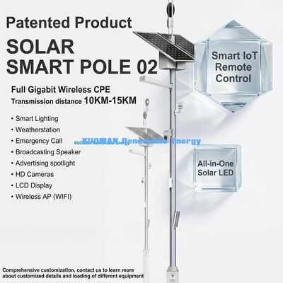 Smart Solar Street Light Pole với màn hình LCD điều khiển từ xa và tuổi thọ 50000h
