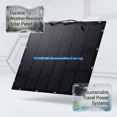 Tấm pin năng lượng mặt trời linh hoạt, chống nước IP68, 100W, uốn cong 360° cho mái nhà và thuyền, có chứng nhận FCC