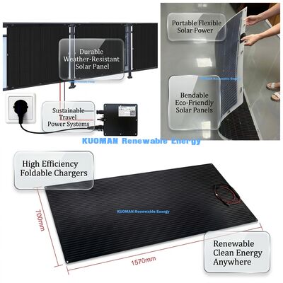 Tấm pin năng lượng mặt trời màng mỏng quang điện linh hoạt chống nước IP68 công suất 100W 210W cho du lịch và nhà ở