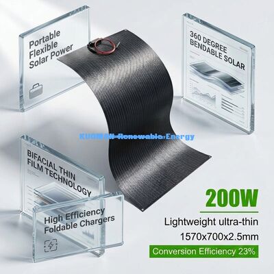 Bảng điều khiển năng lượng mặt trời linh hoạt 200W bền bỉ IP65 Chống nước 360 độ có thể uốn cong để sống ngoài lưới