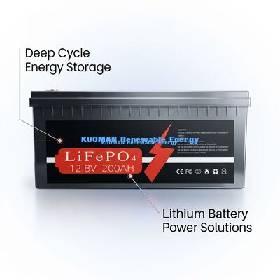 Pin sạc LiFePO4 12V 200Ah chu kỳ sâu với 8000 chu kỳ và bảo hành 10 năm cho lưu trữ năng lượng