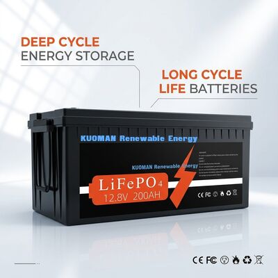 Pin sạc LiFePO4 12V 200Ah chu kỳ sâu với 8000 chu kỳ và bảo hành 10 năm cho lưu trữ năng lượng