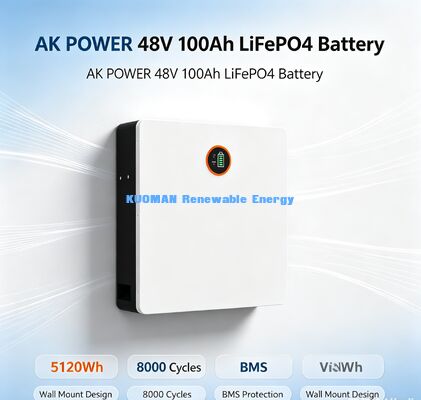 Pin sạc LiFePO4 48V 100Ah gắn tường, chứng nhận CE UN38.3, vận chuyển toàn cầu