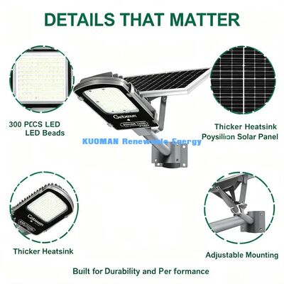 Đèn đường năng lượng mặt trời 1600 Sq.Ft Chiếu sáng rộng Phát hiện người cao 30ft