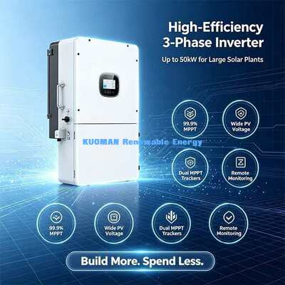 14/16/18kW Biến tần năng lượng mặt trời Hybrid 3 pha Off-Grid 48-60V Pin 3 MPPT IP65