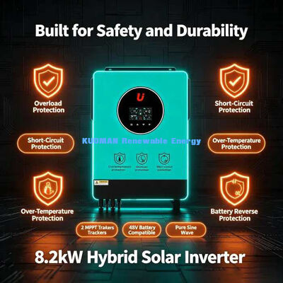 Bộ biến tần năng lượng mặt trời lai 8.2kW hiệu suất cao 98% DC sang AC, nguồn điện dự phòng độc lập