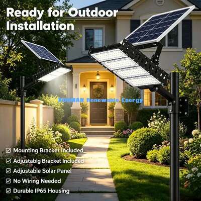 Đèn LED năng lượng mặt trời 200W tiết kiệm năng lượng 120lm/W Độ sáng cao Đèn pha năng lượng mặt trời cho công viên và sân vận động