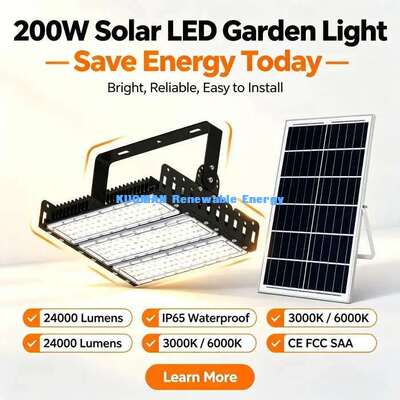 Đèn LED năng lượng mặt trời 200W tiết kiệm năng lượng 120lm/W Độ sáng cao Đèn pha năng lượng mặt trời cho công viên và sân vận động
