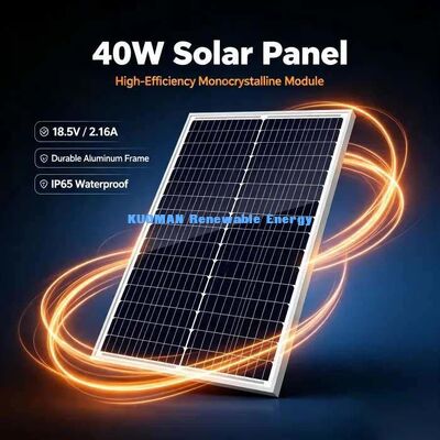 Tấm pin năng lượng mặt trời 40 Watt Mono-Cell Kính cường lực chống sốc Nguồn điện khẩn cấp Cắm trại RV