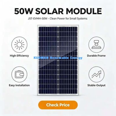 Phương tiện năng lượng mặt trời đơn tinh thể 50W có năng lượng cao 0 ~ + 4,99W Khả năng dung nạp tích cực