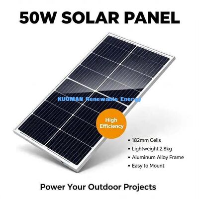 Tấm pin năng lượng mặt trời đơn tinh thể 50W bền bỉ chống gió tuyết Khung hợp kim nhôm