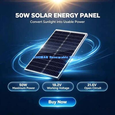 Tấm pin năng lượng mặt trời ngoài trời 50W hiệu suất ánh sáng yếu cho ngày nhiều mây