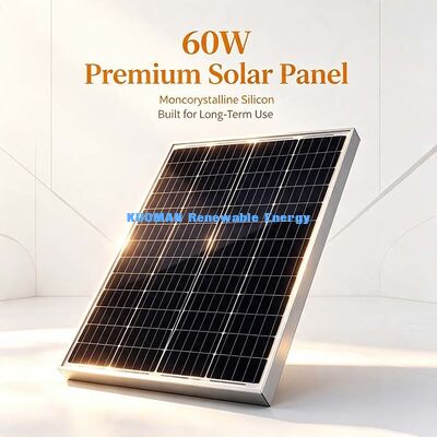 Phân tích điện mặt trời đơn tinh thể được thử nghiệm STC 60 watt 20V điện áp hoạt động cho pin chu kỳ sâu 12 volt