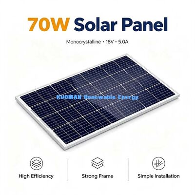70W 182mm 30-cell Monocrystalline Solar Panel IP67 Junction Box MC4 Connector RV Boat Solar Charger