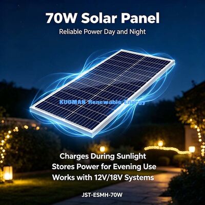 Tấm pin năng lượng mặt trời đơn tinh thể 70W ngoài lưới có cáp tùy chỉnh 50cm MC4 PV sạc cho trạm điện dã ngoại