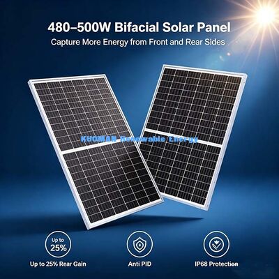 Tấm pin năng lượng mặt trời lưỡng cực N-Type 480-500W, Mô-đun PV SMBB 16BB Hiệu suất cao 23.16%