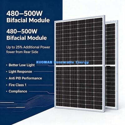 MC4 tương thích 495W tấm pin mặt trời loại N, 1500V DC Năng lượng hệ thống tối đa