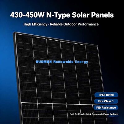 Bảng điều khiển năng lượng mặt trời 430‑450W bền bỉ, Thiết bị PV hộp nối IP68 để dự phòng tại nhà & sử dụng thương mại