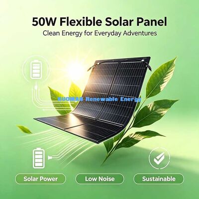 50W Panel mặt trời linh hoạt chống nước di động, Bộ sạc mặt trời gấp cho pin 12V, trạm điện & Thiết bị ngoài trời
