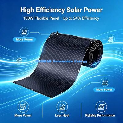Màn hình mặt trời có thể uốn cong nhẹ 105W, MC4 Plug-and-Play Solar Panel cho các dự án ngoài trời ngoài lưới điện
