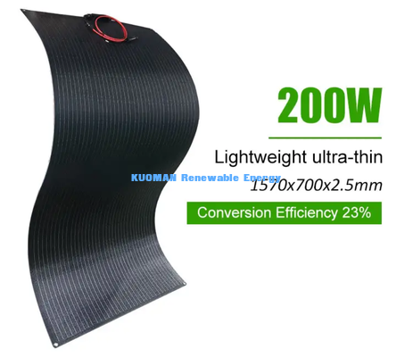 Tấm pin năng lượng mặt trời linh hoạt di động 200W, Lắp đặt dễ dàng không cần khoan, Năng lượng mặt trời cho RV, Thuyền, Ban công & Cắm trại ngoài trời