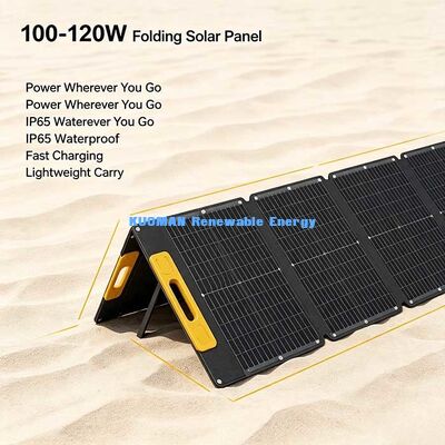 Tấm pin năng lượng mặt trời gấp di động 100W siêu nhẹ, Bộ sạc năng lượng mặt trời ngoài lưới cho các chuyến đi bộ đường dài, đi biển & dã ngoại
