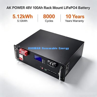 LiFePO4 pin 51.2V 100Ah 5.12kWh Lưu trữ năng lượng mặt trời, 8000 chu kỳ 10Y bảo hành