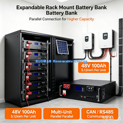 Tủ pin Lithium Iron Phosphate 3U Rack-Mount CAN RS485 dùng cho Tủ biến tần năng lượng mặt trời Hybrid