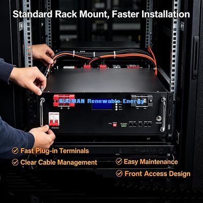 5.12kWh Pin Rack Bộ lưu trữ pin Lithium Tay cầm kéo ra Lắp đặt & Bảo trì dễ dàng cho Tủ